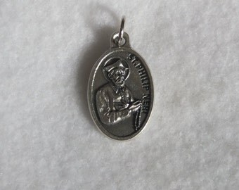St Philip Neri Philip Romolo Filippo di Neri Catholic Patron Saint Reversible Medal Metal Oval Charm Pendant Italy