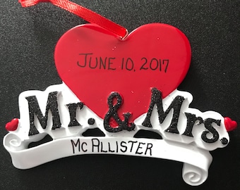 Mr. & Mrs. Wedding Personalized Christmas Ornaments