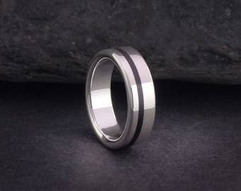 Wooden ring or wood wedding bands, sterling silver and wood ring or wedding bands, wood ring for men and women, EU UK US size