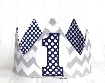 Boy First Birthday Crown -First Birthday Hat - First Birthday Party - Fabric Crown - classic birthday hat - Photo Prop