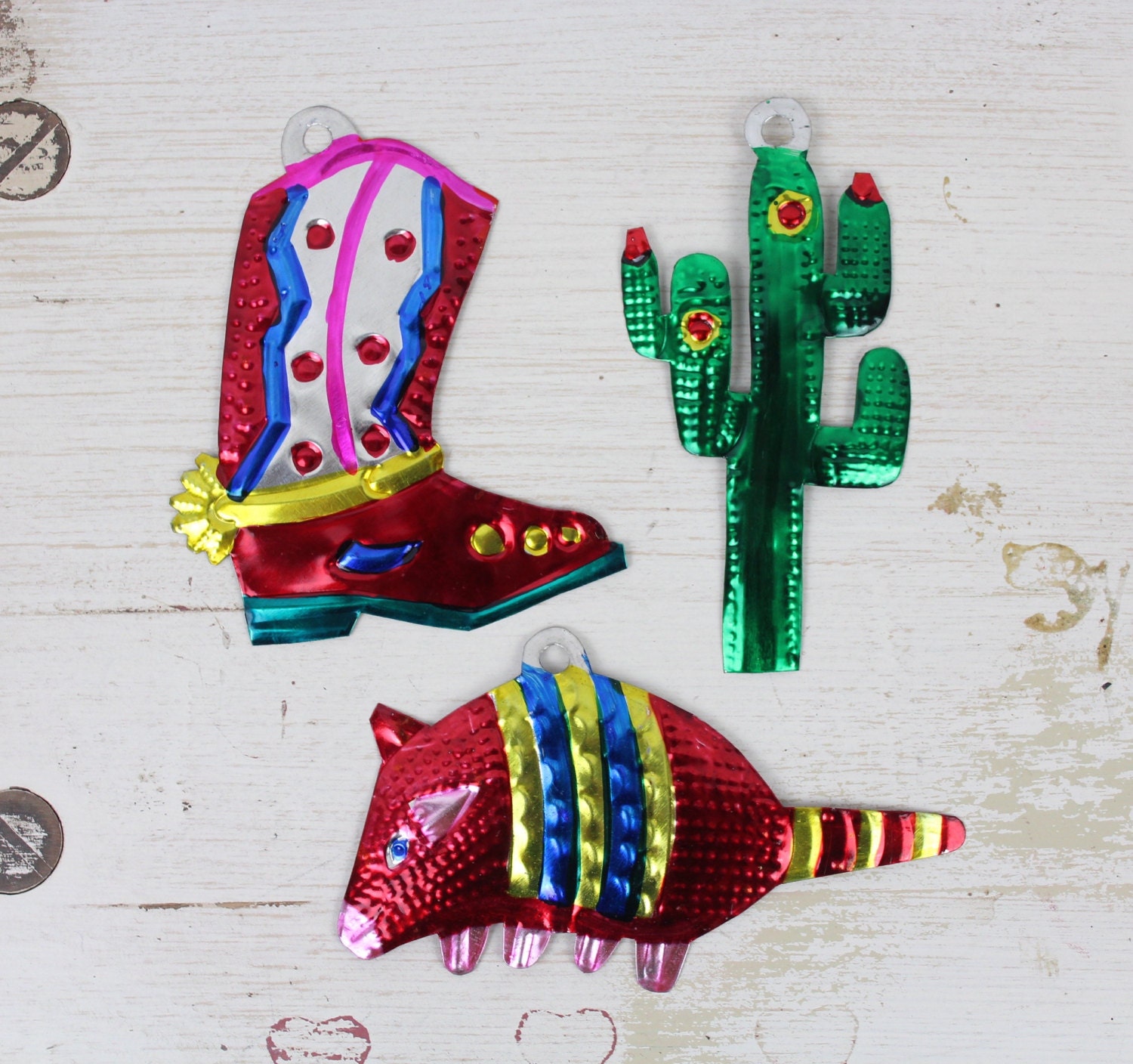 saguaro handmade mexican tin ornaments set of 3 saguaro saguaro handmade mexican tin ornaments set of 3 saguaro