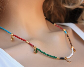 Summer Boho Necklace,Colorful Evil Eye Necklace
