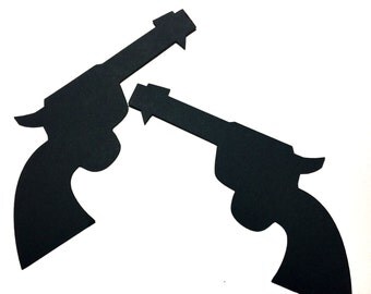 Guns Pistols - 4" Paper Die Cut - Set of 24 Select a Color - Western Party - Cowboy theme - Birthday Party, Guns or Glitter, Gender reveal