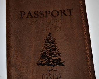 Personalized and custom engraved Leather Passport cover Engraved Personalized Engraved Genuine Leather