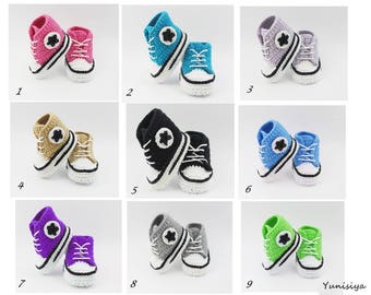 Baby Converse Crochet, Newborn Crochet Shoes, Infant Booties, Converse style, baby converse, shower gift, newborn baby BB102