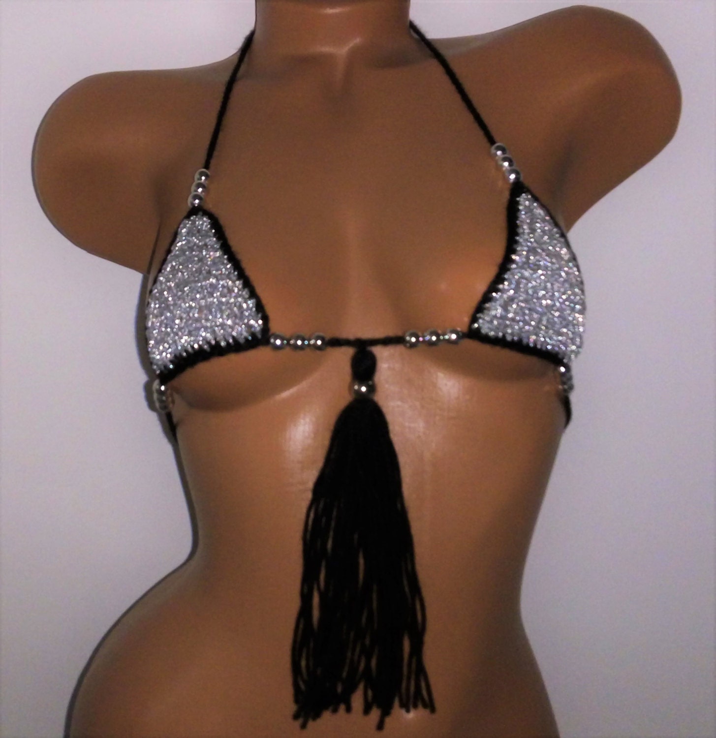 EXTREME MICRO BIKINI Silver Dancewear Micro Thong Bikini