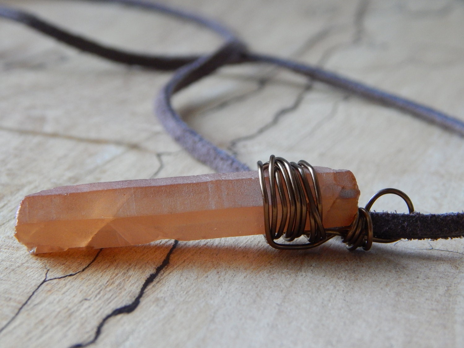 Peach Tone Mystic Quartz Raw Quartz Point Quartz Crystal