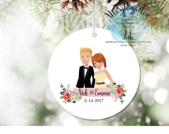 Personalized Ornament, Christmas Ornament Christmas Gift, 1st Christmas Ornament, Wedding Ornament, Gift for bride, Custom Portrait Ornament