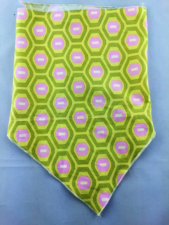 Have A Little Fun: Stash pocket bandana w/ Bright Green, Pink, white geometric print