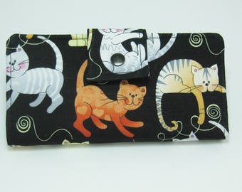 Cat Wallet, Ladies Bifold Clutch, Handmade Womens Wallet, Clutch Wallet