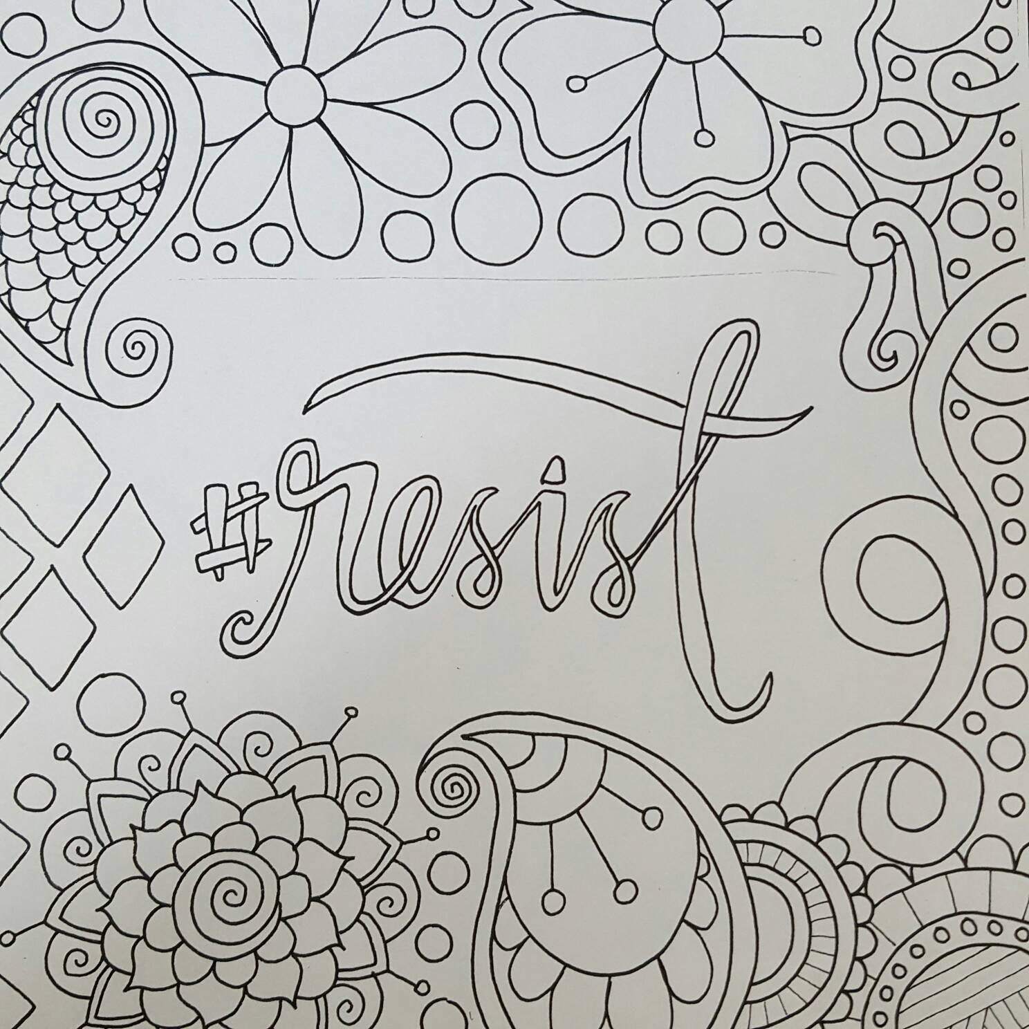 Adult Coloring Page Resist Social Justice Politics