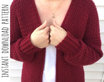 PATTERN Airport Cardigan: Instant Download Crochet Cardigan Pattern, Simple Cardigan Pattern, Crochet Clothing, Women's One Size Fits Most