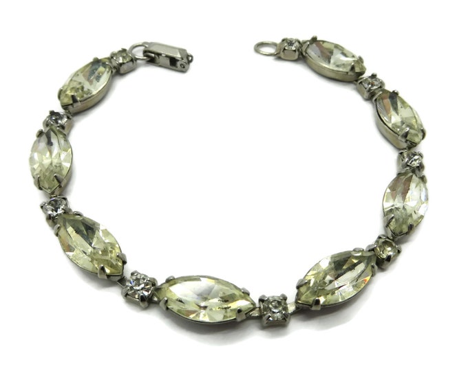 Marquise Rhinestone Bracelet, Vintage Weiss Silver Tone Rhinestone Bracelet, Bridal Jewelry