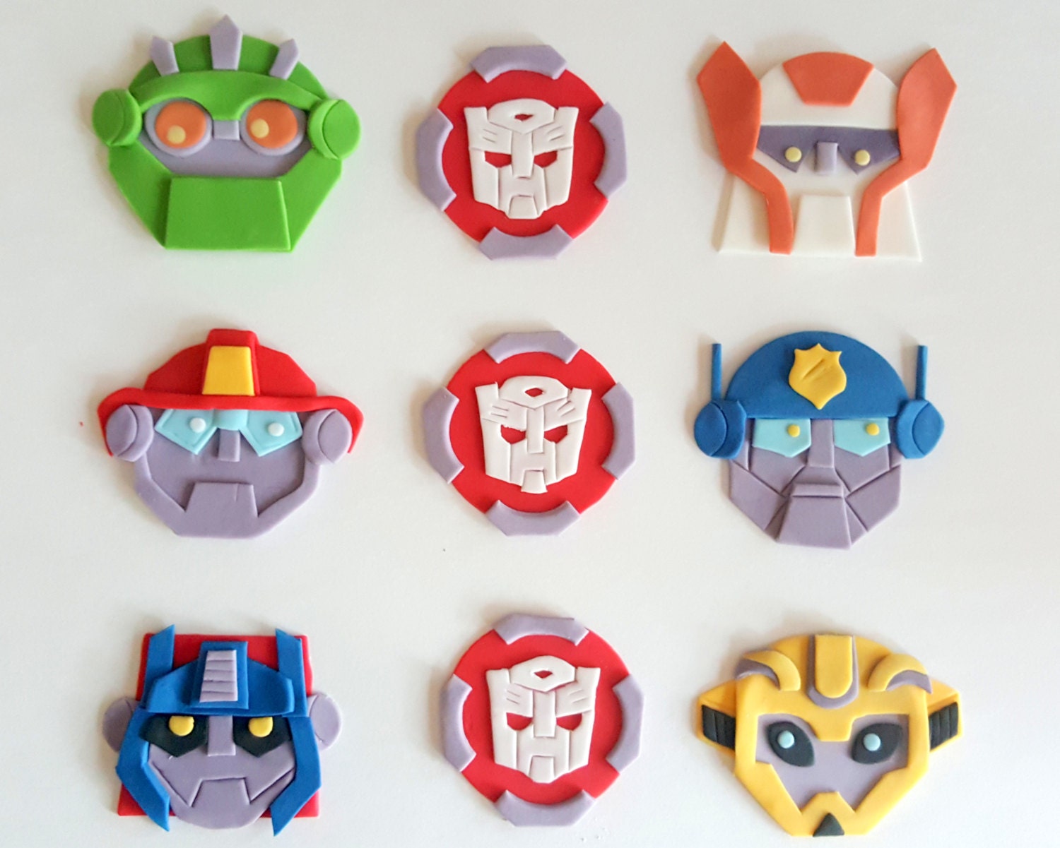 rescue bot transformers birthday party fondant cupcake toppers