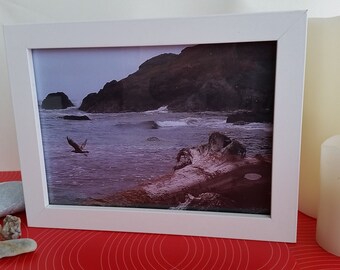 Mouth of Smith River * Northern California Coast * Framed Original Photo * 5" X 7" photo * 6" X 8" X 1 3/8" * White Wood Frame