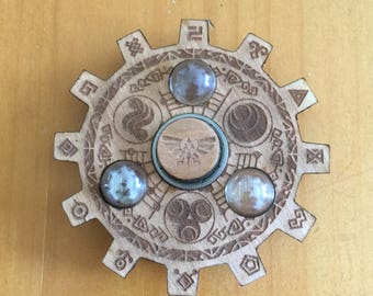 Legend of Zelda Gate of Time Laser Cut Fidget Spinner Baltic Birch and Glass Marbles for Kids or Adults