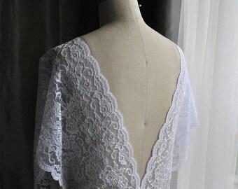 Made in USA Scalloped Wide White Bridal Embroidered LACE, 9 1/4" wide/ Scalloped edge lace/ Gown/ Couture bridal/Wide Lace/White Wide lace