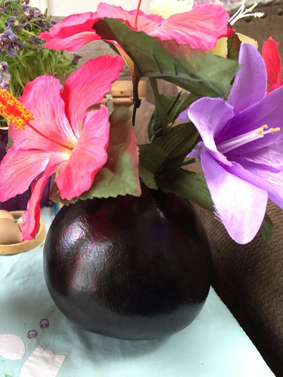 Iridescent black gourd vase