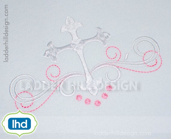 cross machine embroidery design baptism fancy cross baptism cross embroidery design