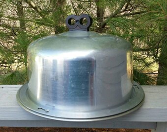 Regal Aluminum Cake Carrier with Black Bakelite Finger Hole Handle