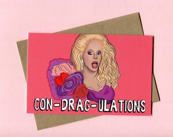 RuPaul's Drag Race "Con-drag-ulations" Card (Congratulations Card, Funny Card, Pop Culture Card)