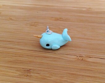 Minty Narwhal - Stitch Marker or Progress Keeper Charm