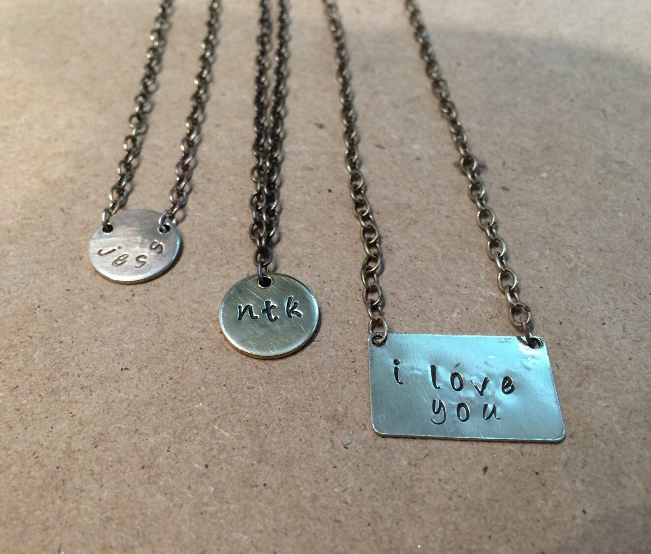 brass engraved personalized necklace