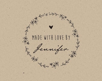 made with love -Packaging Stamp- handmade stamp - stamp for crafters - gift for sewers-Custom Stamp - handmade by stamp