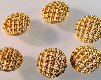 1" Gold Dome Shank button, Vintage button, Round Gold button, Gold Shank, Dome Button, Gold Button, Textured Surface, Carved Look
