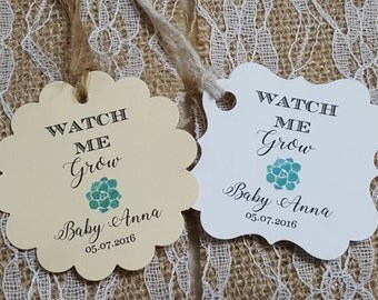Personalized Favor Tags, 2"or 2x2", Wedding tags, Thank You tags, Favor tags, Gift tags, baby Shower, let love grow, watch me grow