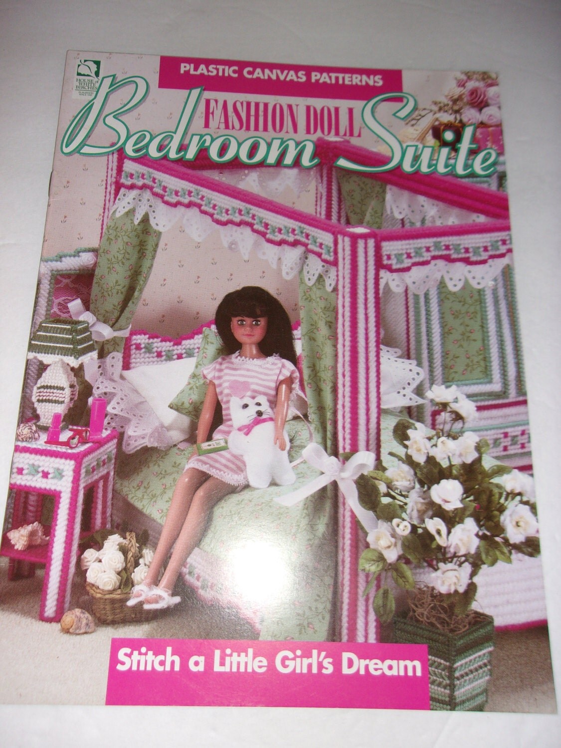 Barbie Doll Plastic Canvas Bedroom Suite Canopy Bed Dressing