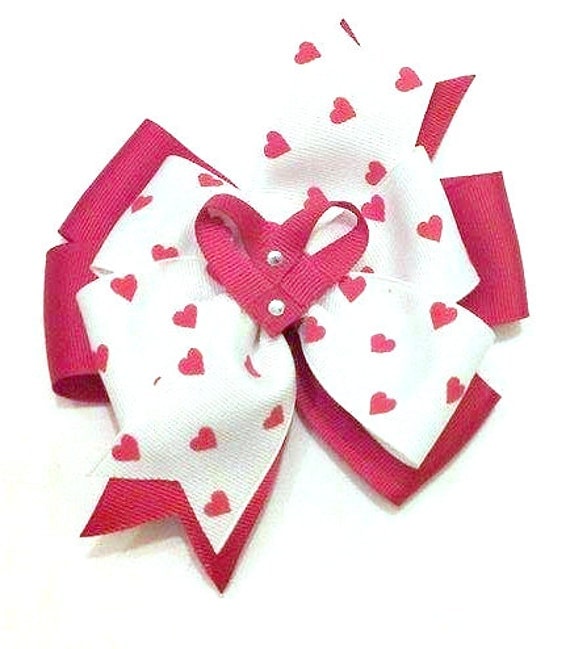 Valentines Hair Bow Heart Hair Bow Heart Ribbon Sculpture