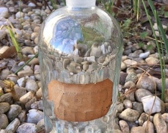 Vintage Chemistry Bottle-1960s-Raised Letters On Bottle-Paper Label-Glass Bottle-Apothecary Bottle-CON ACID NITRIC HNO3-no stopper