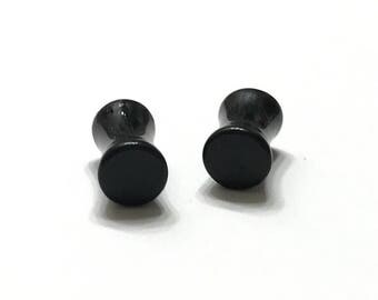 6mm (2g) Solid Black Plugs - Gauges - Stretched Ears - Double Flare Plugs