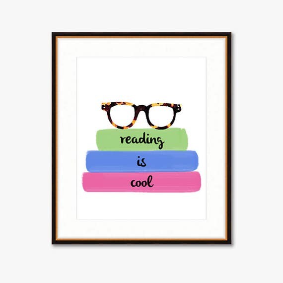 Reading is Cool Home Decor Illustrated Print
