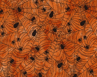 Spider Web Fabric Fat Quarter, Third Yard, Half Yard, or By The Yard; C5240-Orange; Novelty Fabric; Timeless Treasures; Wicked; Hocus Pocus