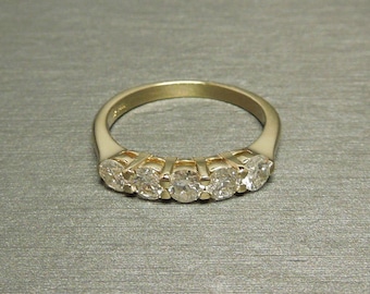 vintage estate c1960 14k yellow gold 100tcw g vs si round brilliant cut diamond five - Stackable Wedding Rings vintage estate c1960 14k yellow gold 100tcw g vs si round brilliant cut diamond five - Stackable Wedding Rings
