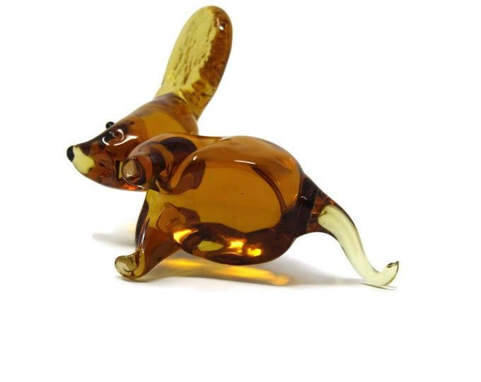 Vintage Amber Art Glass Mouse - Blown Glass Mouse - Art Glass Mouse Brown Orange Figurine - Animal Sculpture Miniature Mouse Figurine Mom