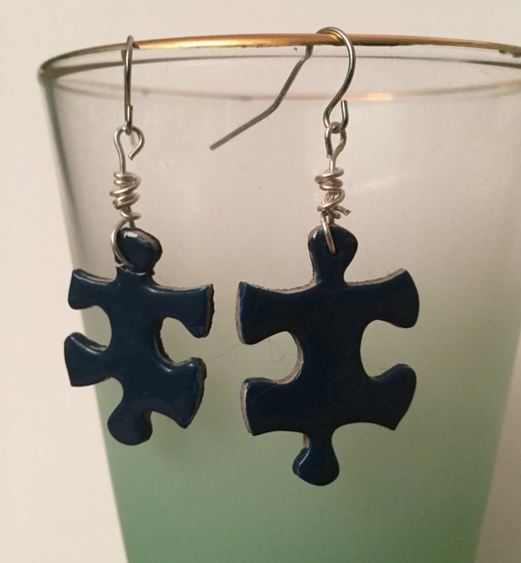 ANY color PUZZLE PIECE earrings Autism awareness handmade