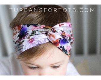 ADULT Plaid & Petunias - turban headband
