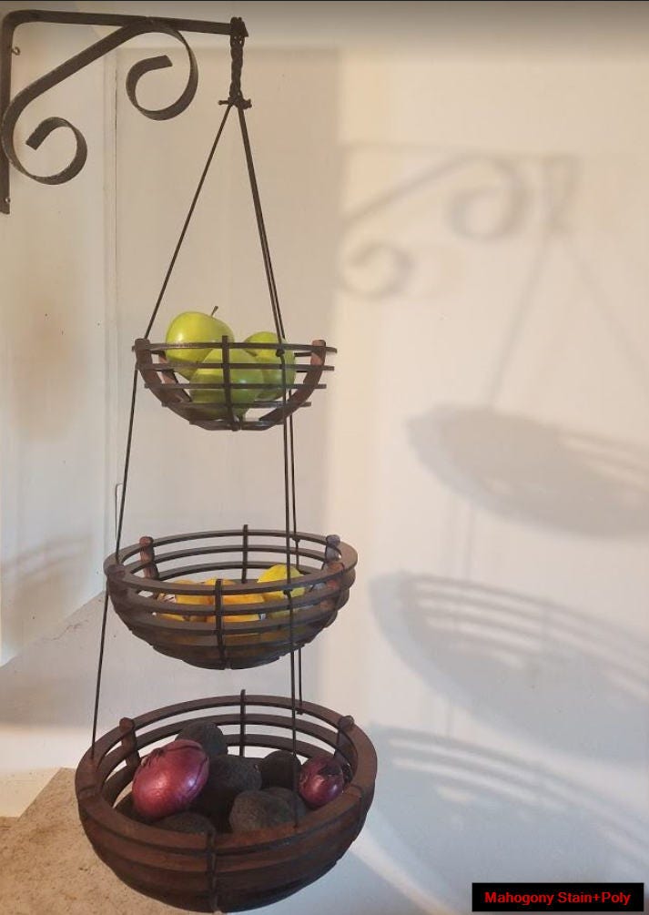 Wooden Three Tiered Hanging Fruit Basket