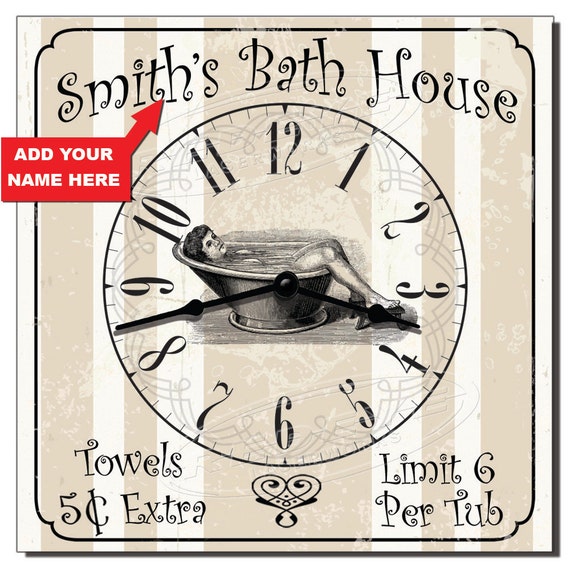 Bath House Personalized Novelty Bathroom Wall Clock
