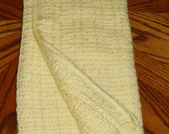 Hand-made Crocheted, Yellow Heirloom Baby Blanket