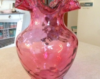 Large Cranberry Glass Vase