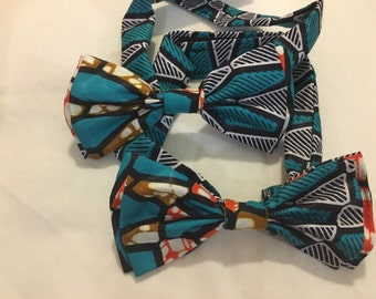 Noeud Papillon double en tissu africain wax imprimé motifs liberty scratch mixte homme femme ethnique original fantaisie