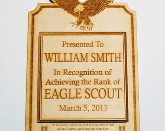 Eagle Scout Award Rustic Wood 3D Plaque Personalized
