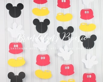 Mickey Mouse Garlands set of 4 or 8 VERTICAL, Mickey Mouse Birthday garland, Mickey mouse party decorations