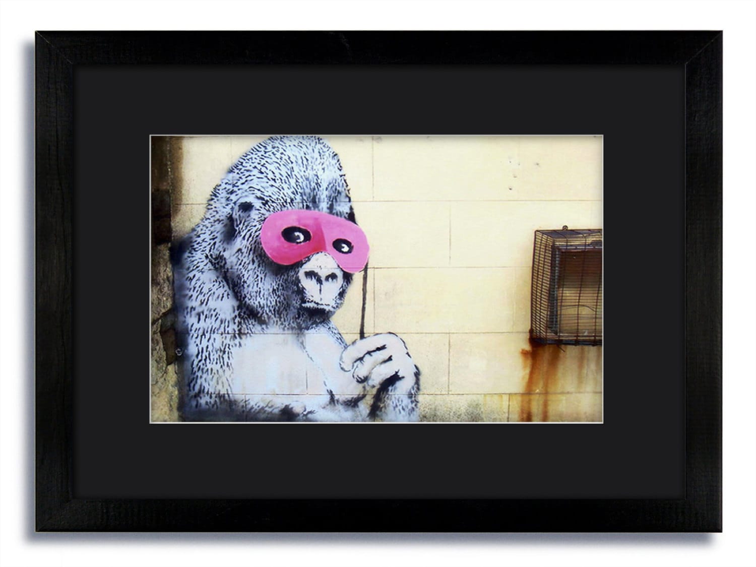 Banksy - Ape Pink Mask - Mounted & Framed Print from Onawallnearyou on ...