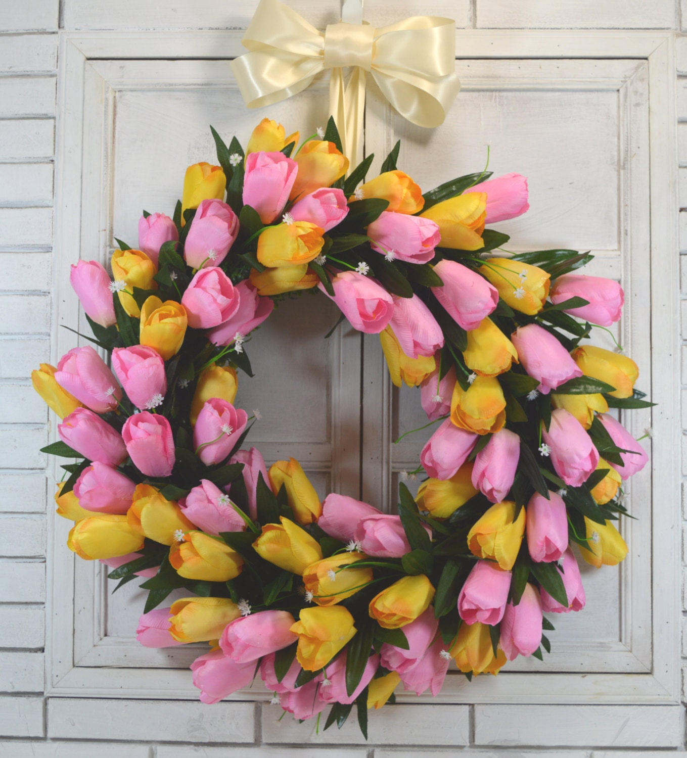 No D002 Front Door Wreaths Tulip Wreath Hand Made Decor