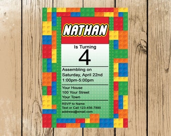 Lego Birthday Party Invitation Printable (Digital File ONLY)